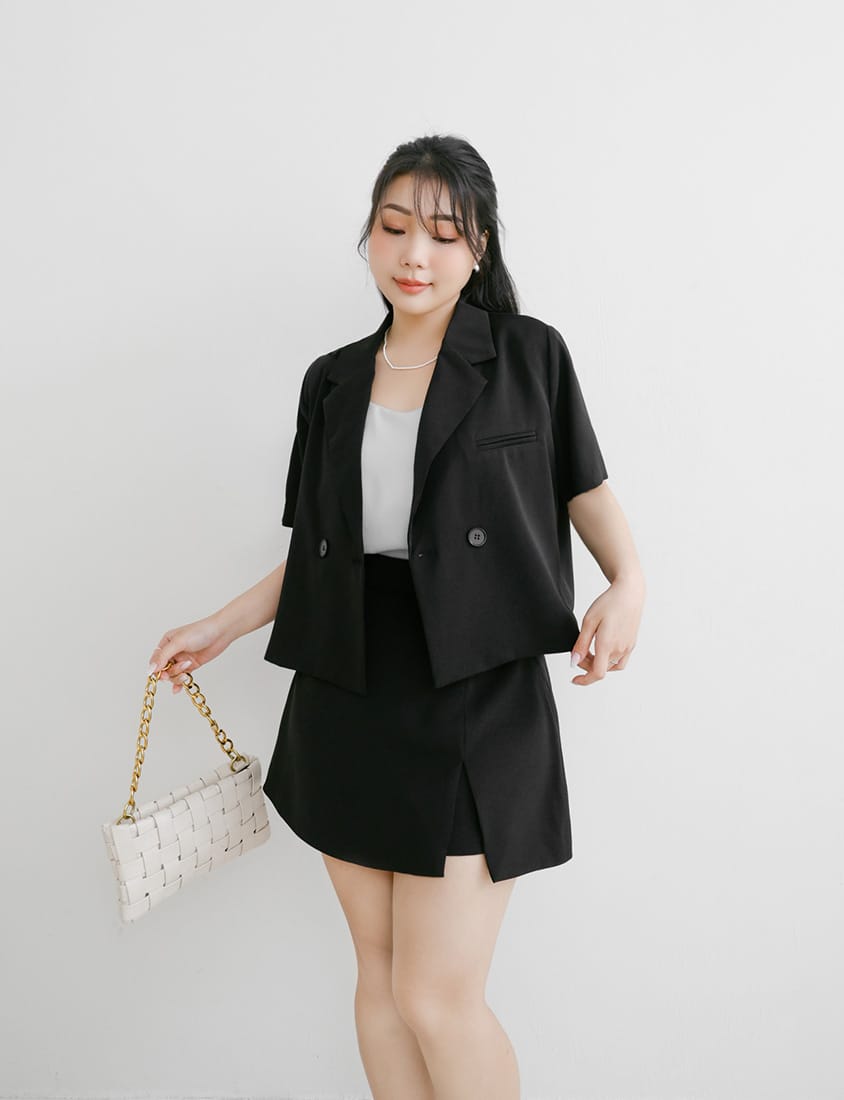 MISS. Structured Lightweight A-line Slit Plus Size Tailored Skirt (With Short)