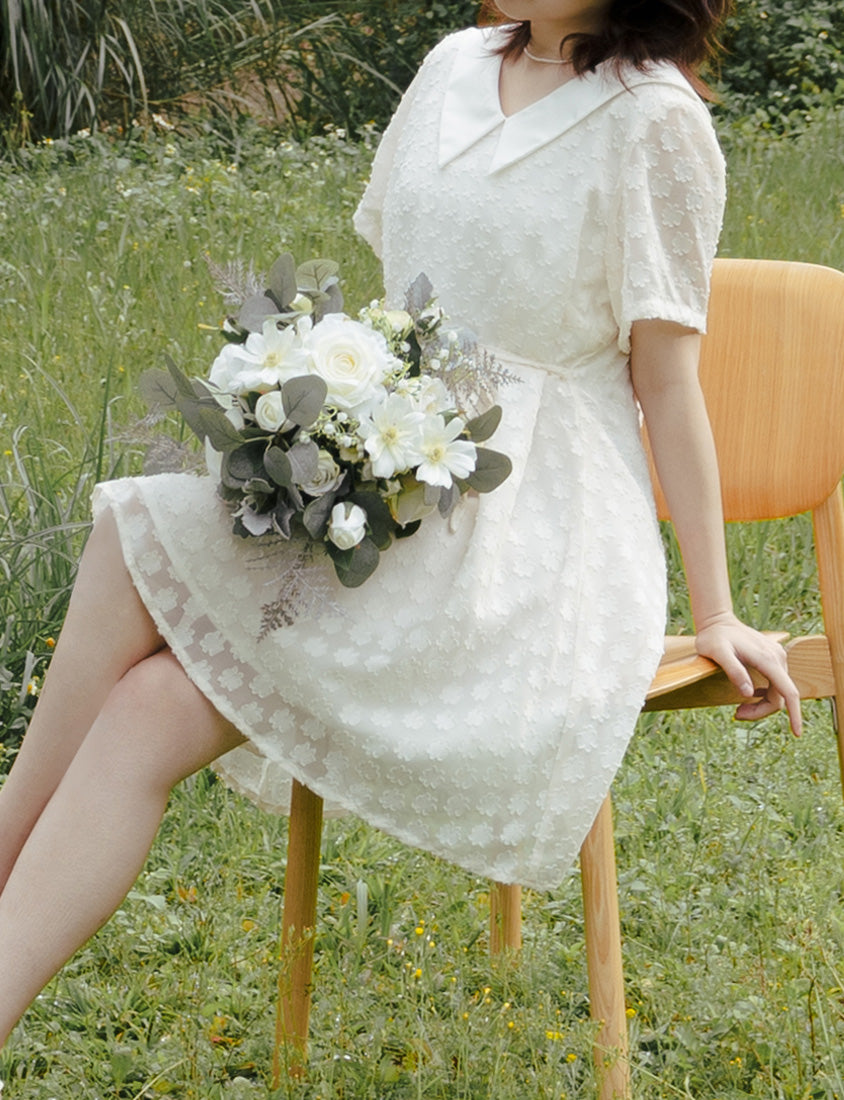 MISS. Sweet Floral Faux Two-Piece Collar Plus Size Mini Dress