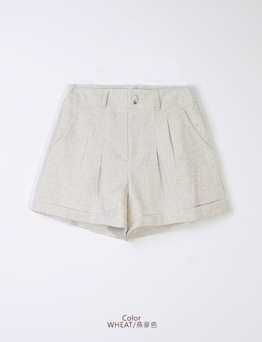 MISS. Wrinkle-Resistant Skin-Friendly Linen Cuffed Plus Size Shorts