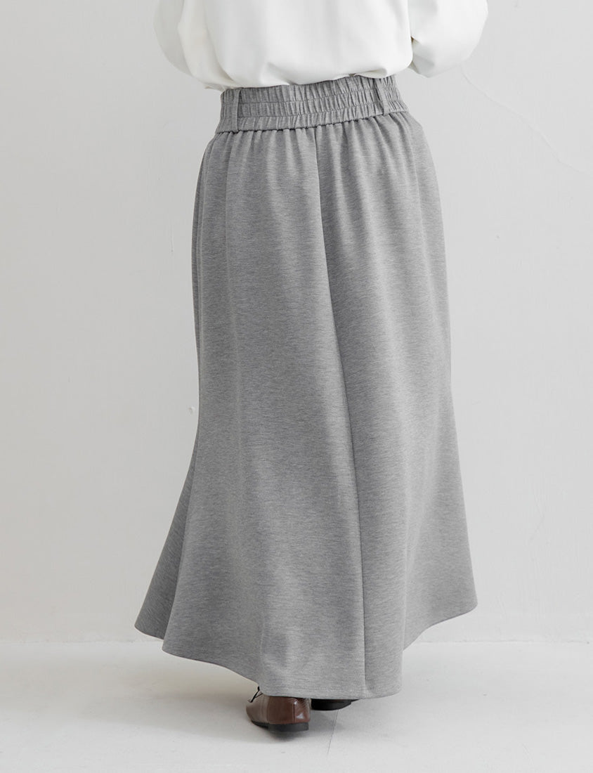 Cloud Cotton Elastic Back Waist Plus Size Mermaid Maxi Skirt