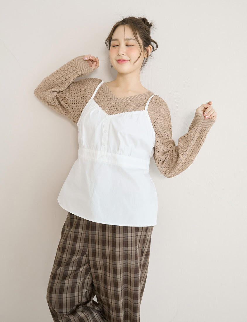 Lace V-Neck Adjustable Waist Plus Size Tank Top