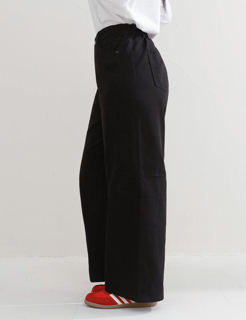 Everyday Versatile Twill Plus Size Straight-Leg Wide Pants