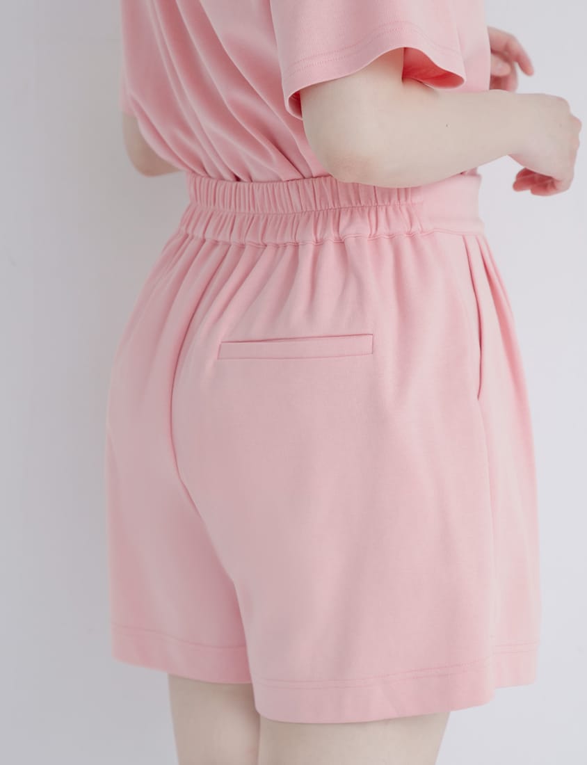 Summer Pleated Back Elastic Waist Plus Size Shorts