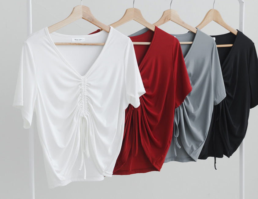MUA!  Silky Cool-Girl Ruched Plus Size Short Sleeve Top