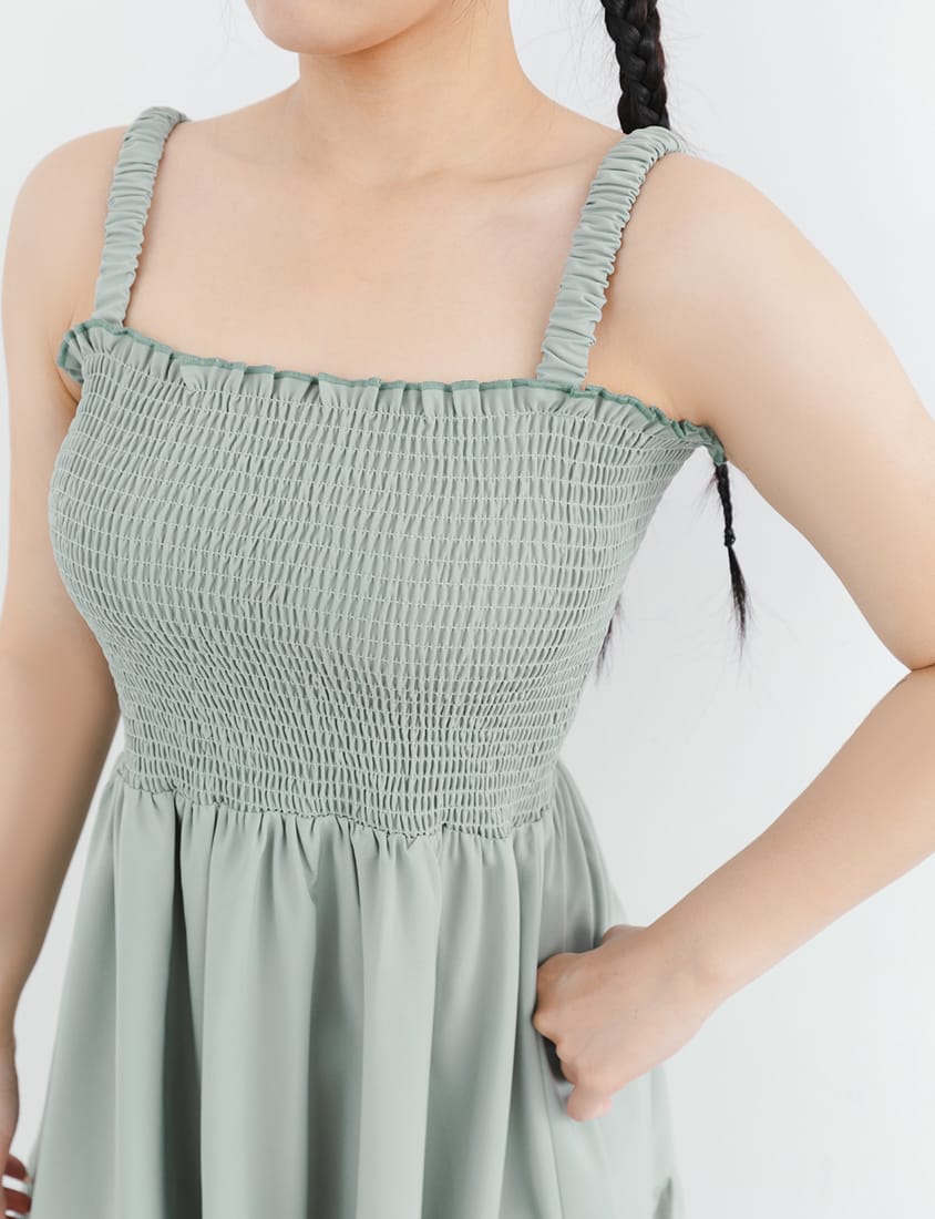 Colorblock Ruffle Trim Smocked Tiered Plus Size Mini Dress