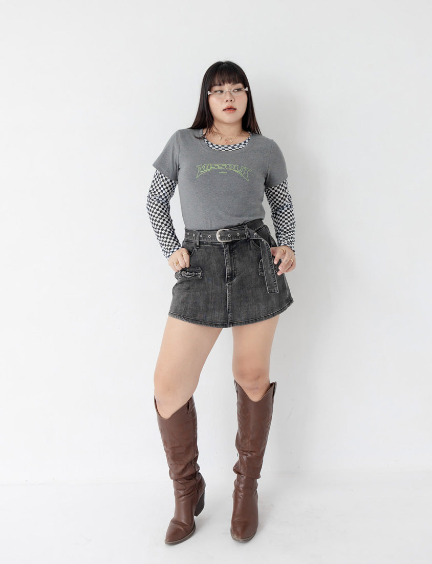 MUA! Washed Plus Size Denim Shorts (with Belt)