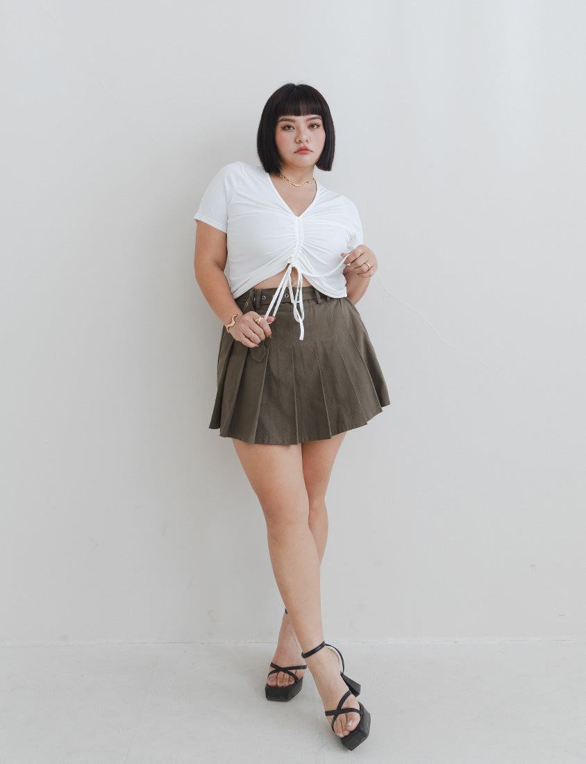 MUA!  Silky Cool-Girl Ruched Plus Size Short Sleeve Top