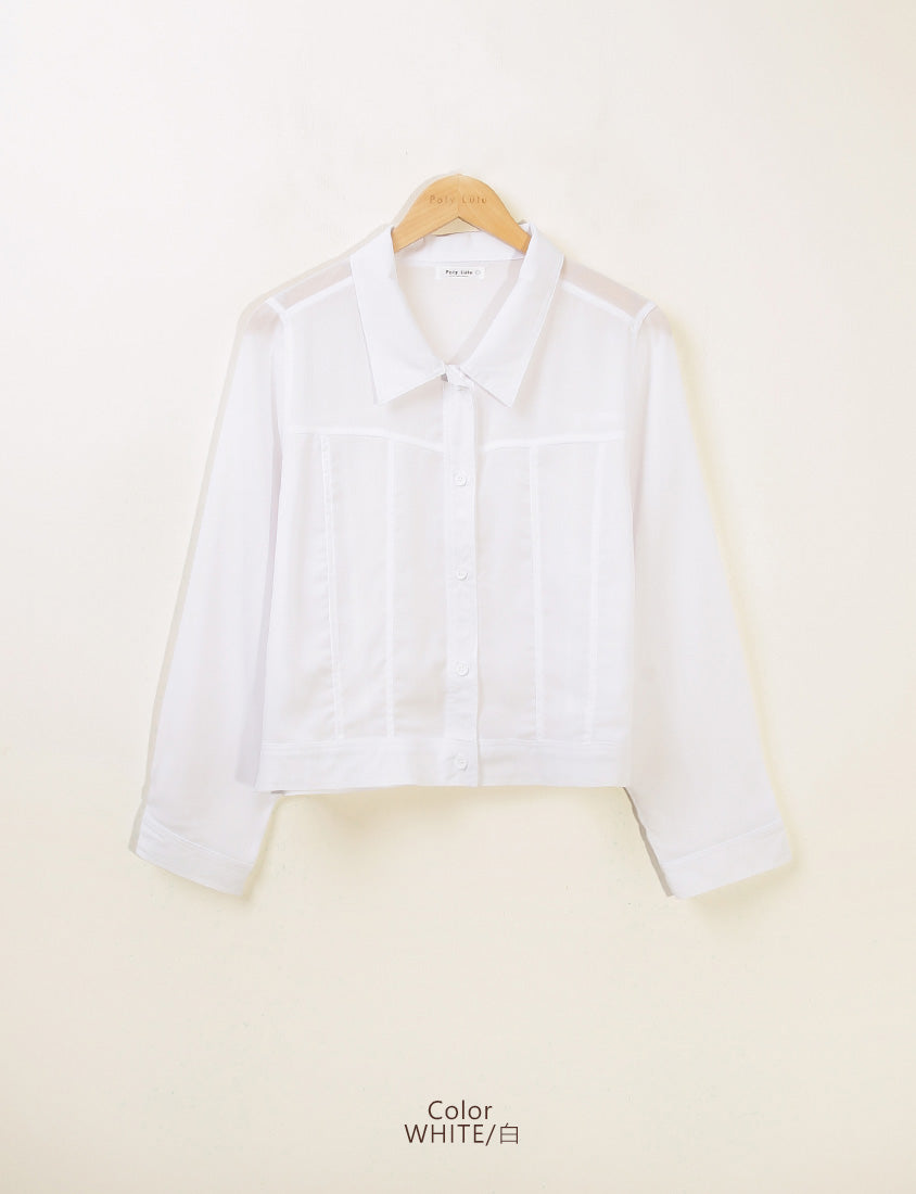 MUA! Sheer Textured Stitch Plus Size Cropped Jacket