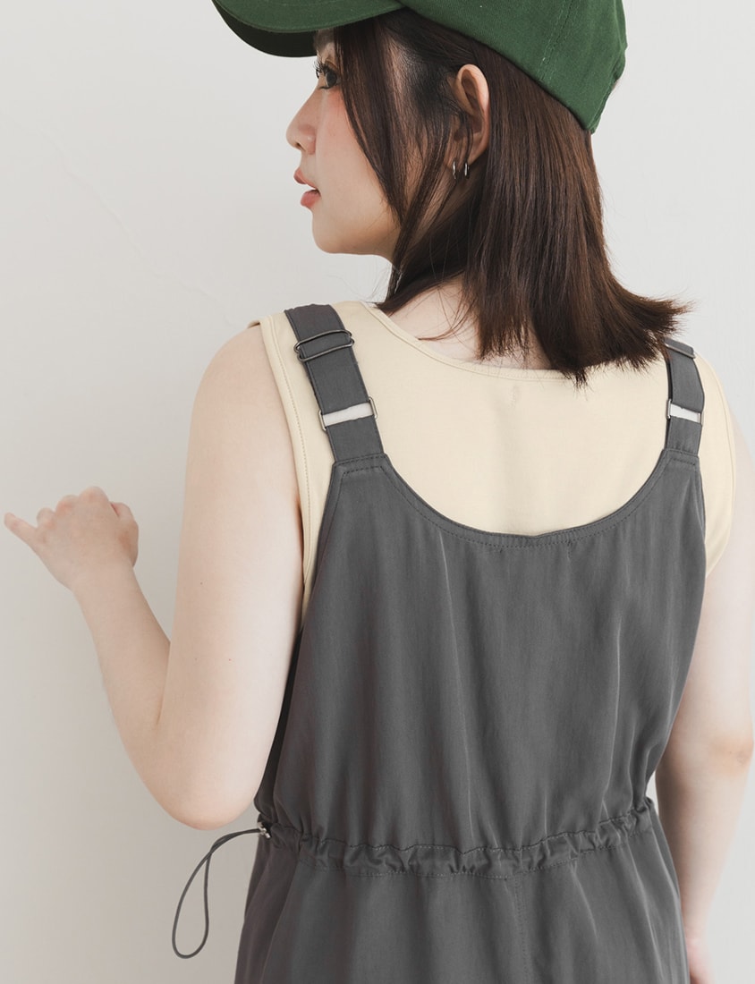 Chic Cargo Pocket Plus Size Overall Dress