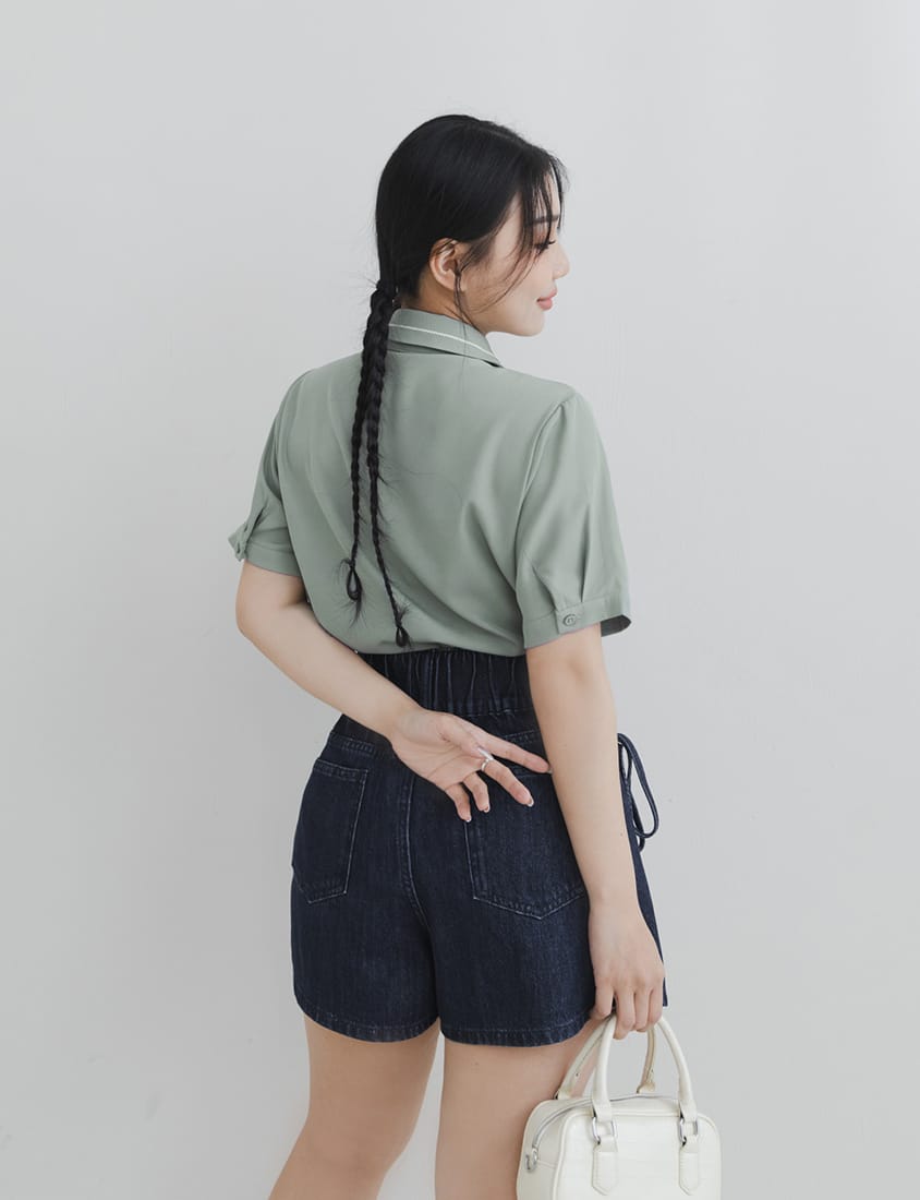 High-Waist Double Button Asymmetric Tie Plus Size Skort