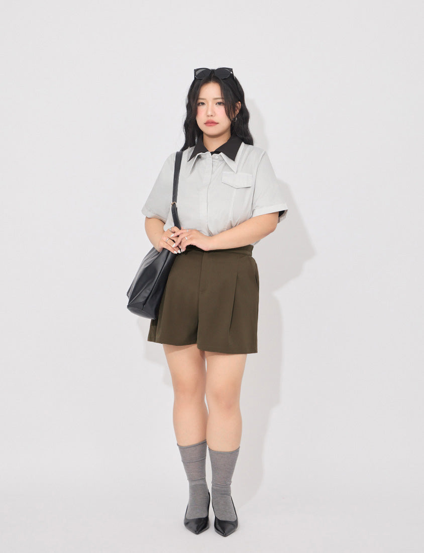 MORE U Pinstripe Side-Tie Plus Size Shirt