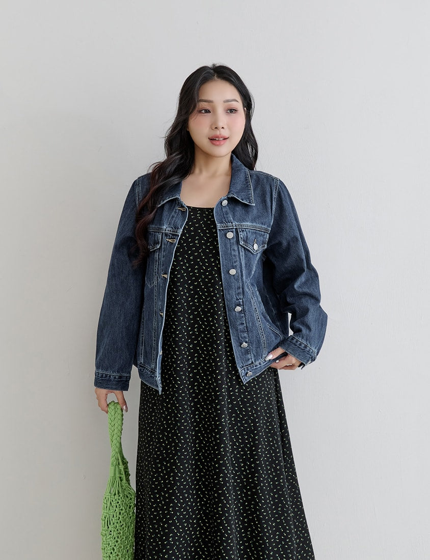 Casual Classic Denim Plus Size Long Sleeve Jacket
