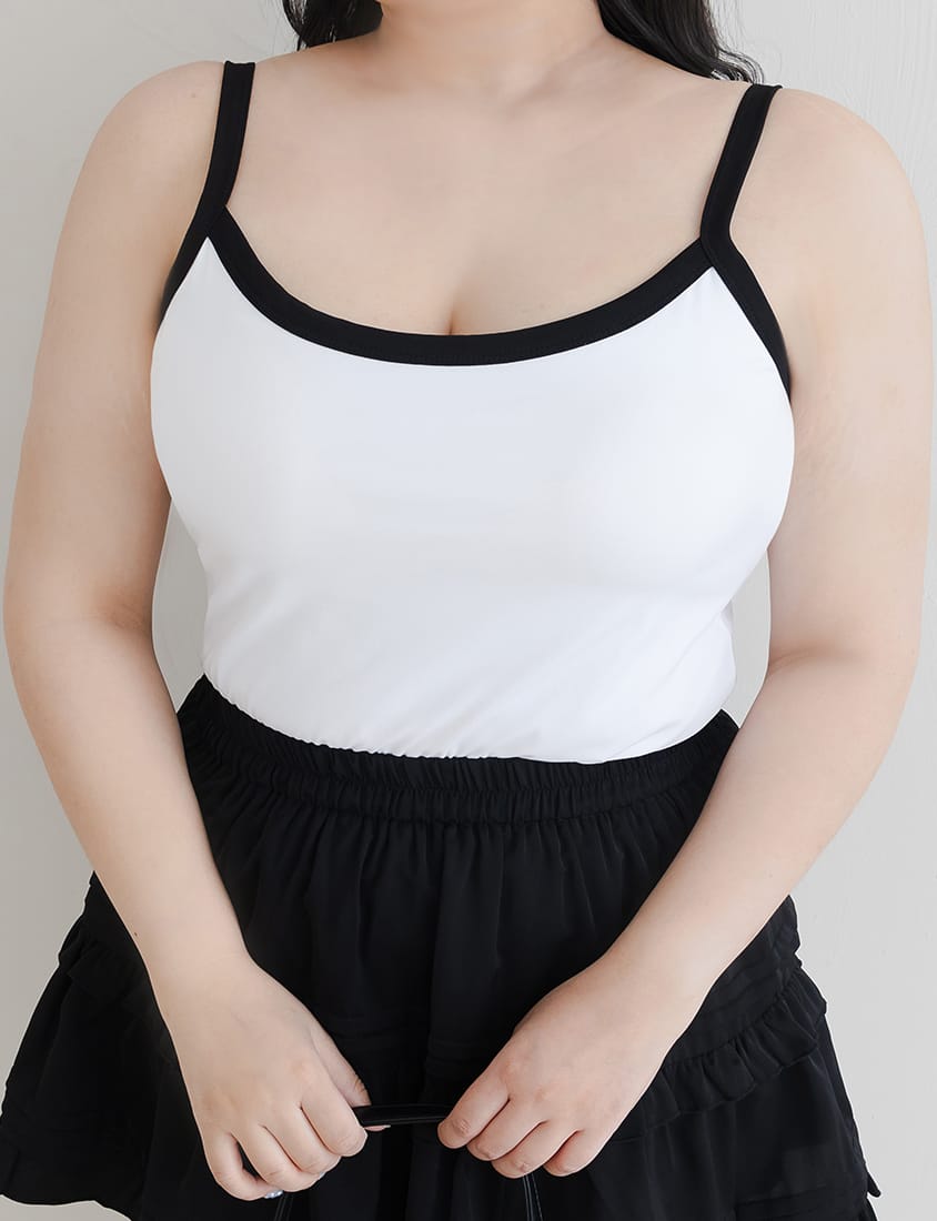 Pobra. COOL PRO+ Contrast Piping Plus Size Padded Tank Top