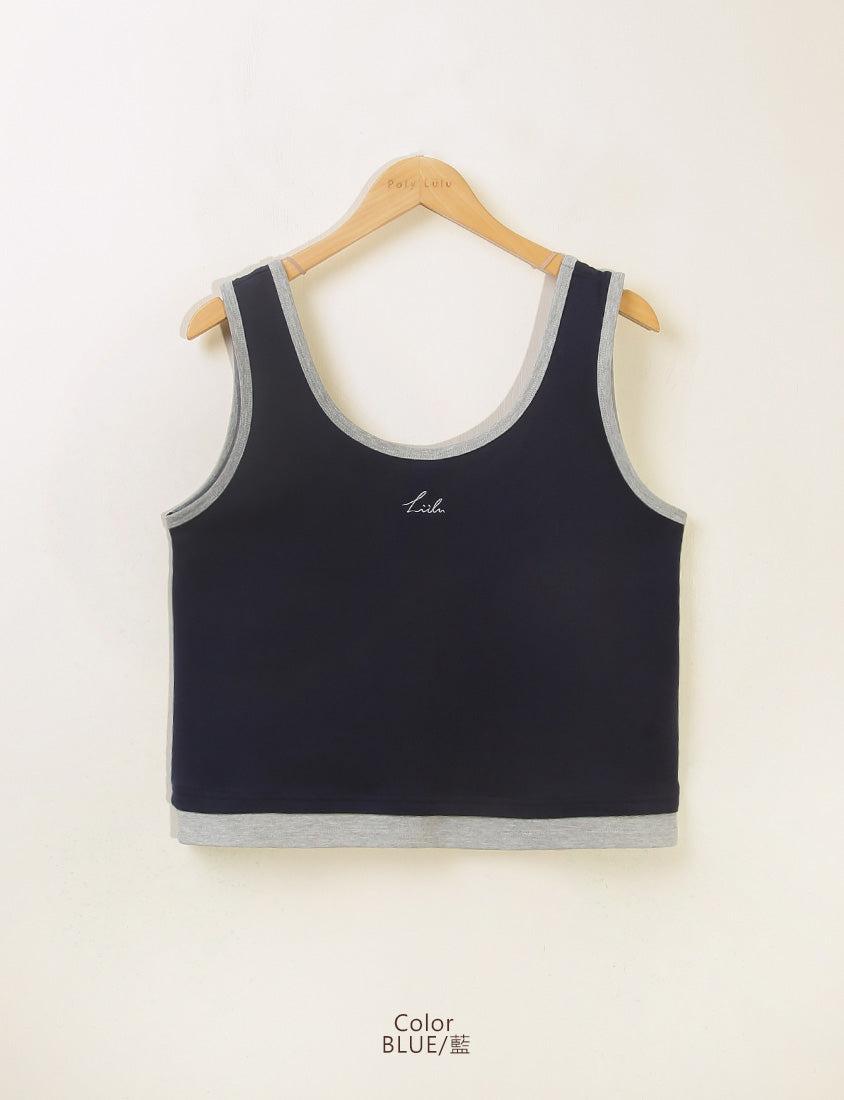 MUA! Sporty U-Neck Racerback Embroidery Plus Size Tank
