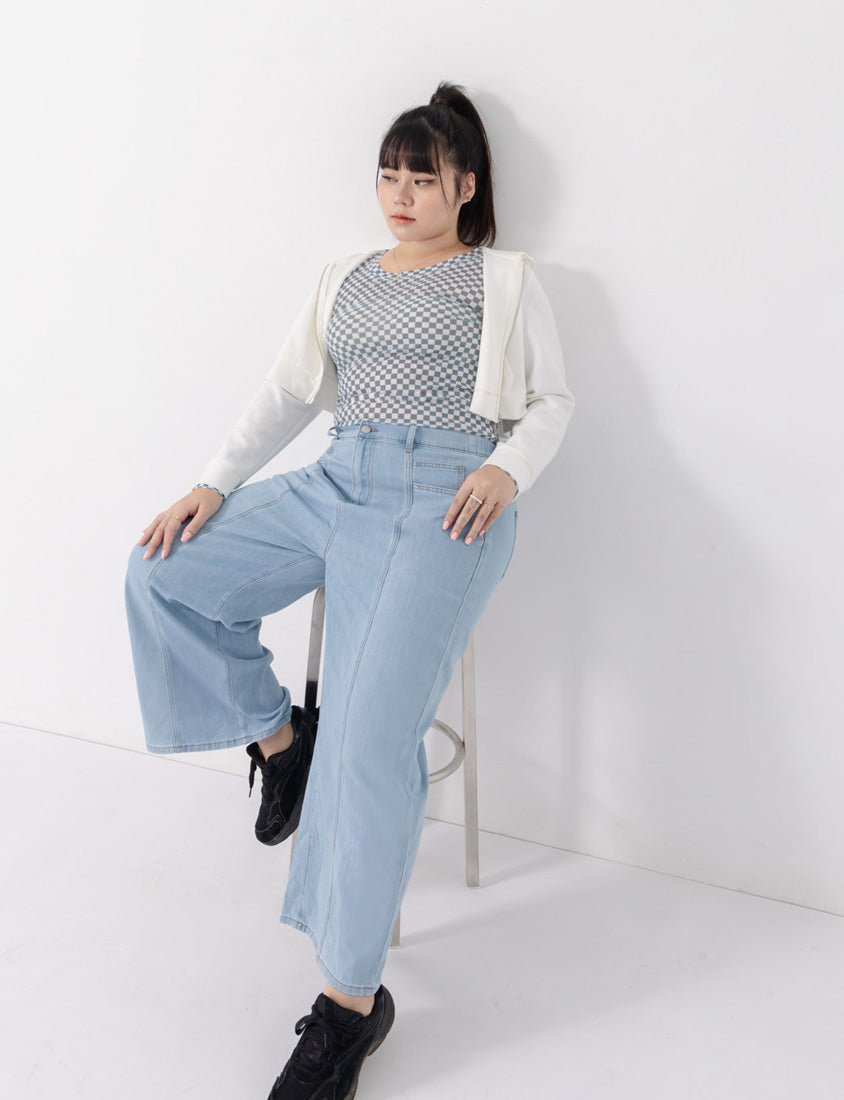 Standard Stitch Detail Plus Size Wide-Leg Jeans