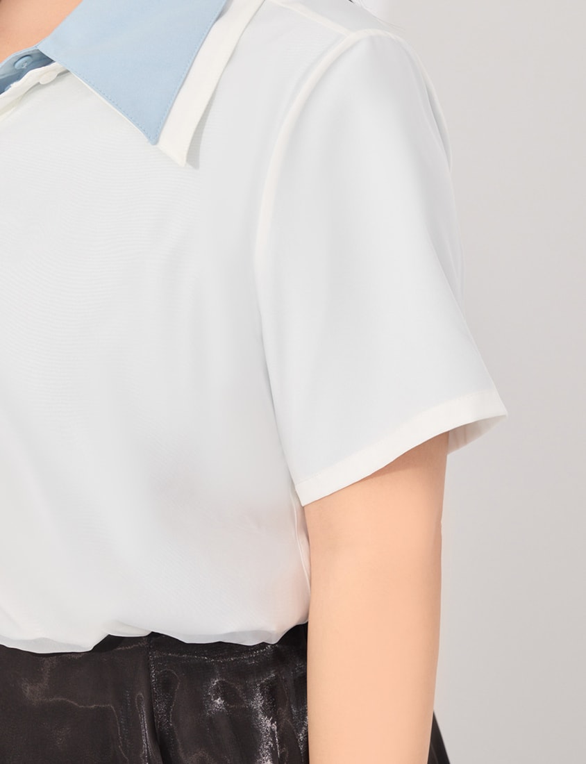 MORE U Elegant Sheer Double-Layer Plus Size Shirt