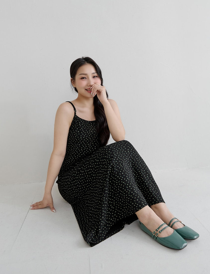 Adjustable Straps Floral Plus Size Cami Dress