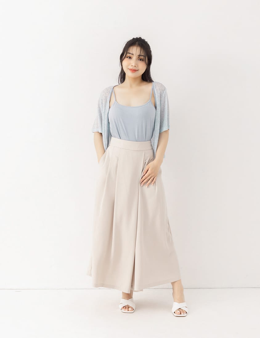 Elegant Pleated Back Elastic Waist Plus Size Chiffon Skort
