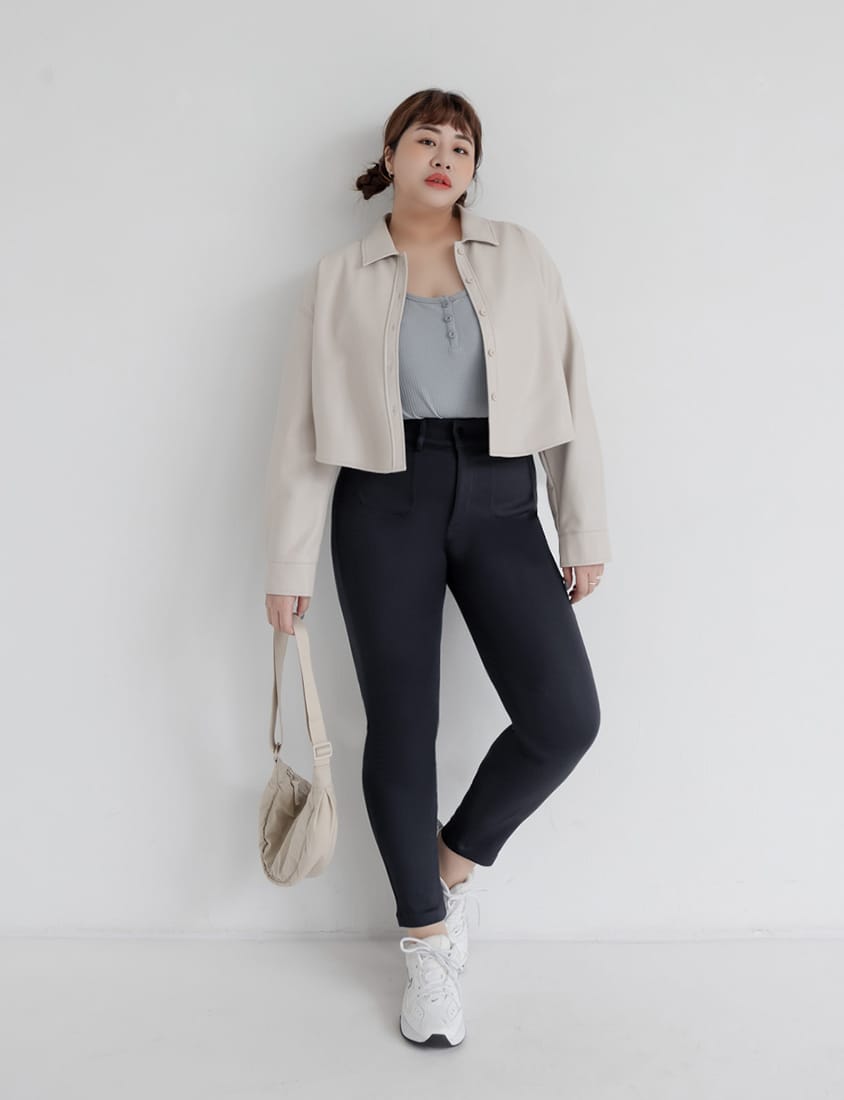Tummy-Flattering Plus Size Slimming Pants (Single Button)