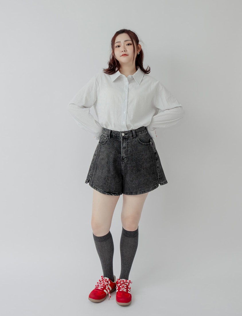 Classic Versatile Plus Size Striped Shirt