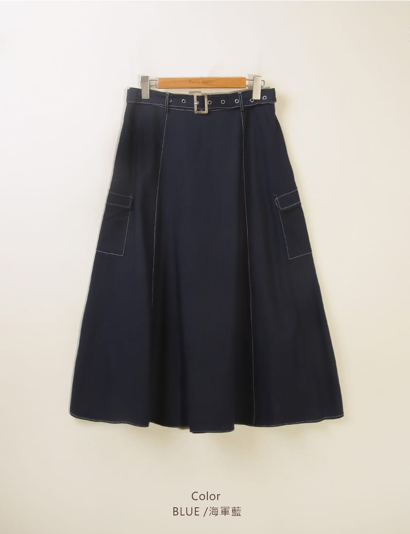 Soft Cotton Linen Stitch A-Line Plus Size Maxi Skirt (with Belt)