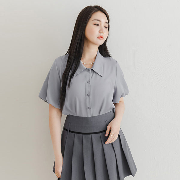 MISS. Elegant Puff Sleeve Plus Size Blouse