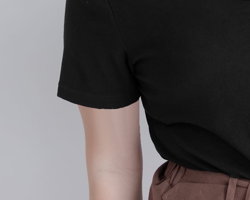 MUA! Sexy Ribbed Hollow Plus Size Short Sleeve Tee
