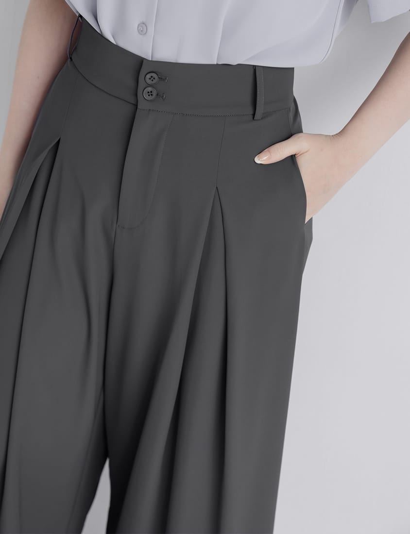 MISS. High Waist Pleated Tummy Flattering Plus Size Tailored Pants
