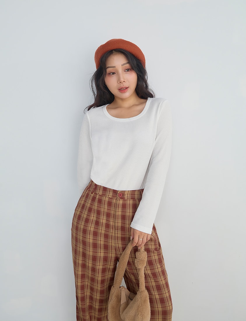 Casual Versatile Waffle Knit Plus Size Long Sleeve Top