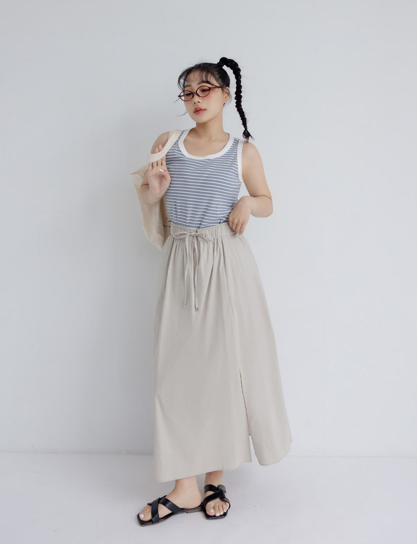 Cooling Tech Full Elastic Drawstring Plus Size Maxi Skirt