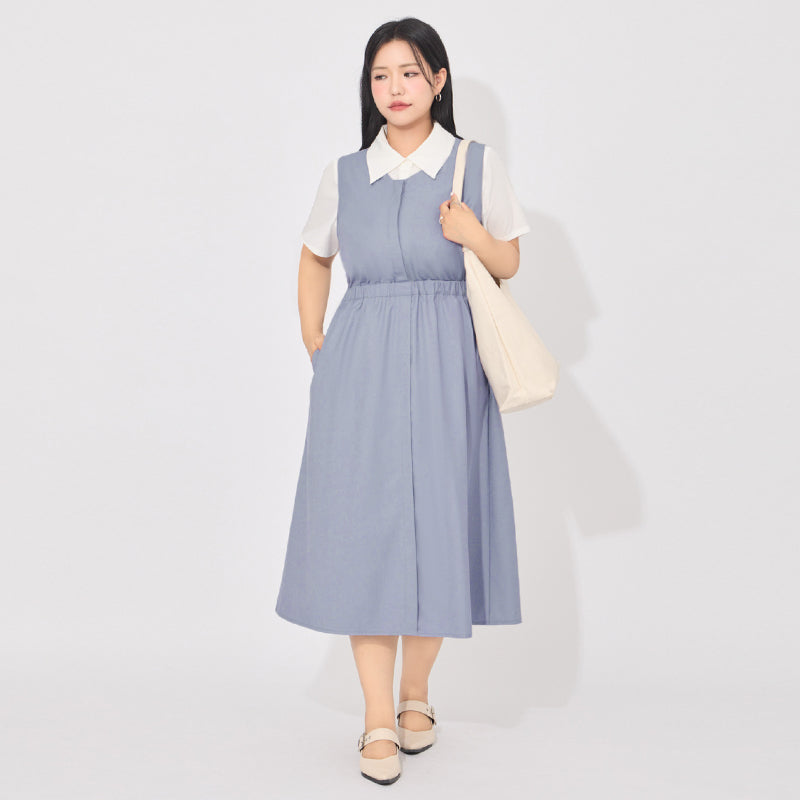 MORE U French-Style Back Cut-Out Plus Size Dress