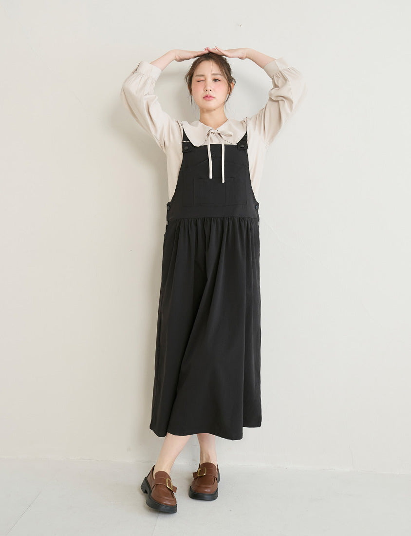 Adjustable Crinkled Utility Pockets Plus Size Cami Dress