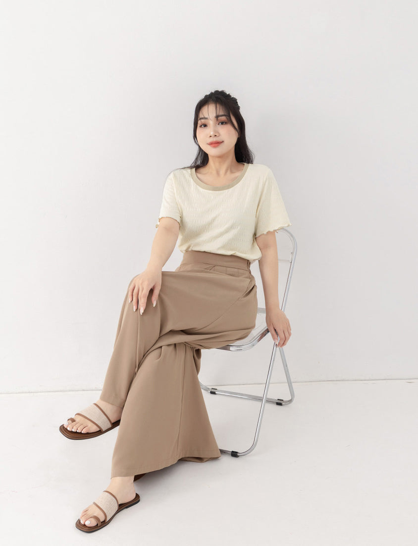 Elegant Pleated Back Elastic Waist Plus Size Chiffon Skort
