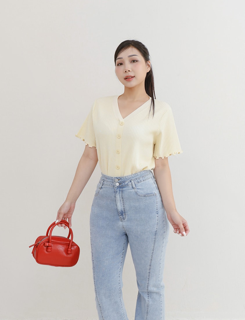 Cooling Lyocell Faux Button Plus Size Knit Top