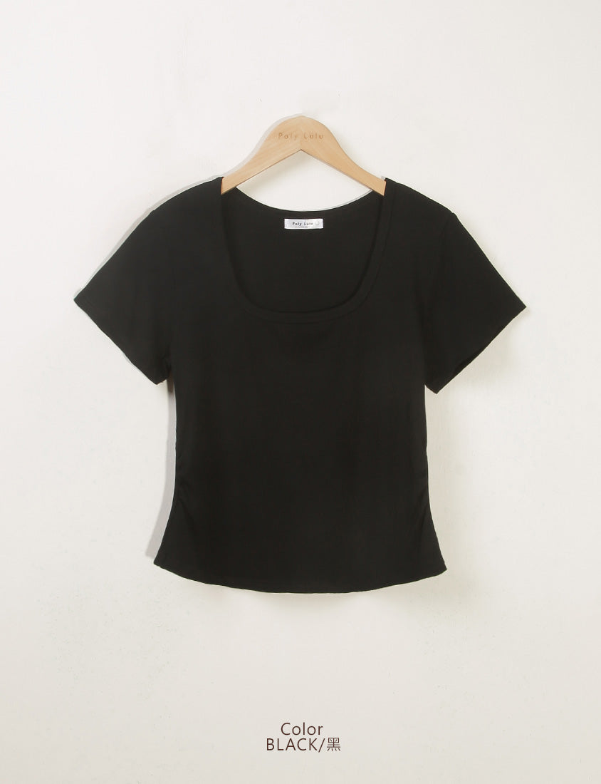 MUA! Ribbed Square Neck Side-Ruched Plus Size Top
