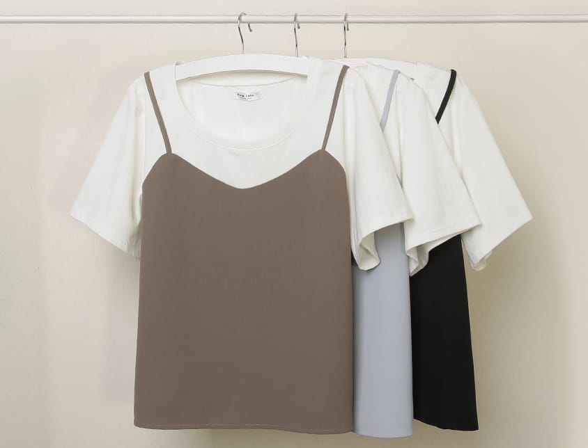 Sweetheart Neckline Twill Faux Two-Piece Plus Size Top