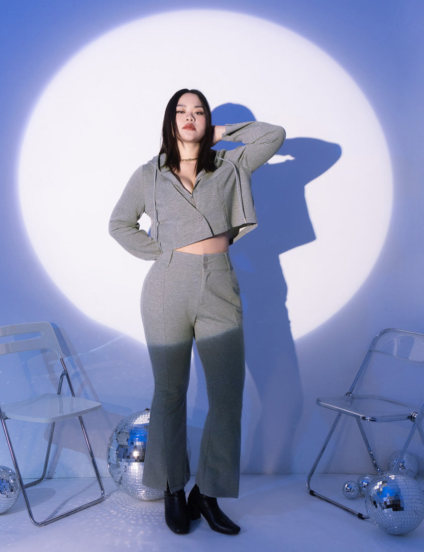 MUA! Sexy Space Cotton Front Slit Plus Size Flare Pants