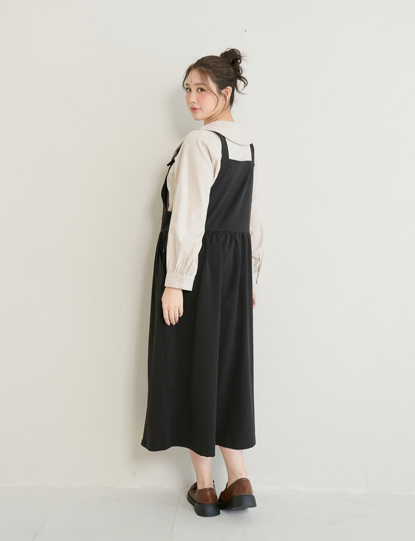 Adjustable Crinkled Utility Pockets Plus Size Cami Dress