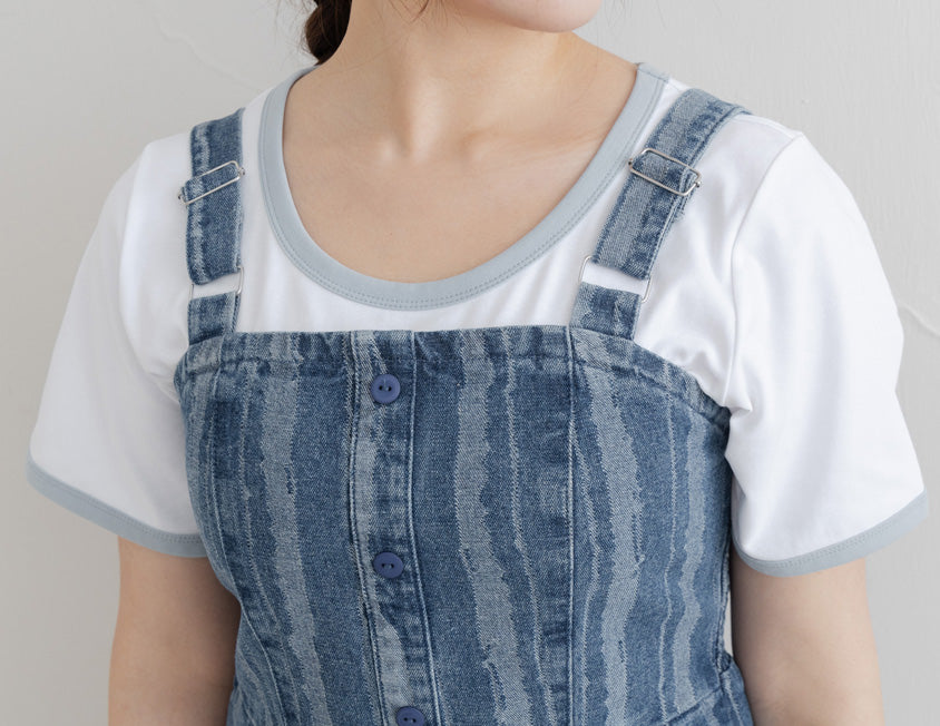 Adjustable Ruffled Plus Size Denim Overall Dress