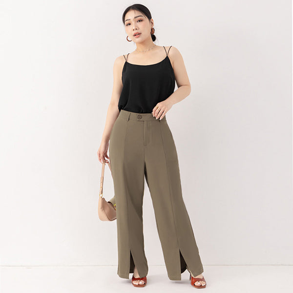 MISS. Silky Cool Slit Slim Fit Plus Size Tailored Pants
