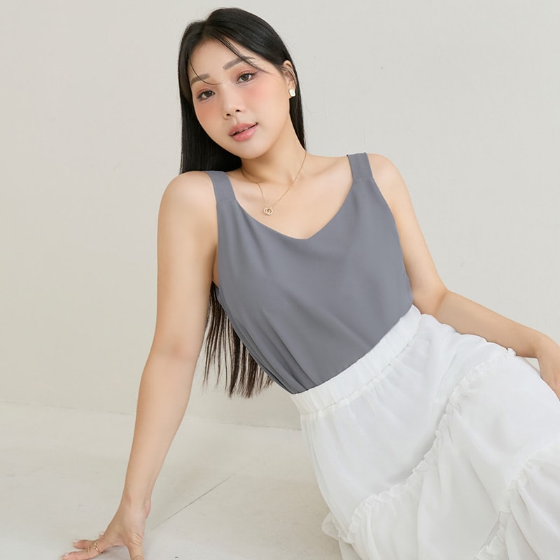 MISS. Two Way Reversible Matte Chiffon Plus Size Tank Top