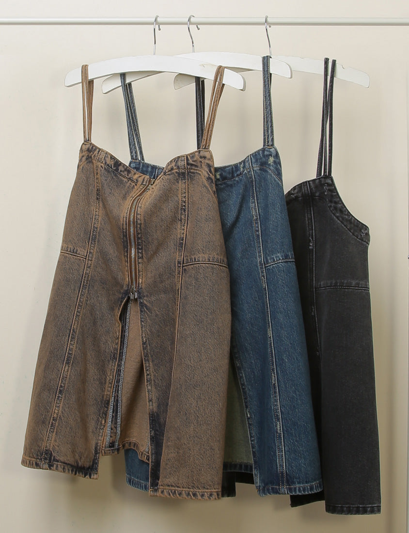 MUA! Distressed Zip-Up Convertible Plus Size Denim Vest