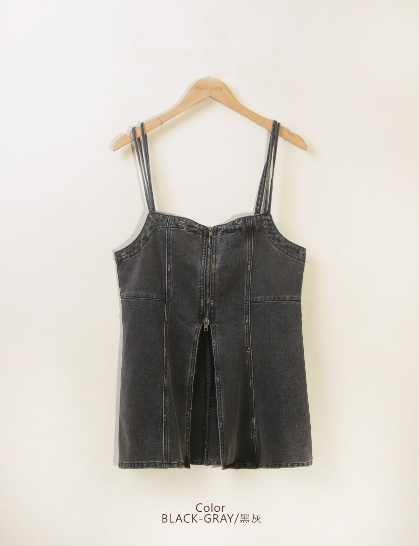 MUA! Distressed Zip-Up Convertible Plus Size Denim Vest