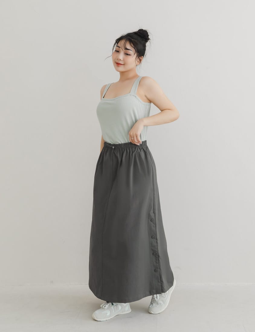 Ribbed Wide Strap Wavy Edge Plus Size Tank Top