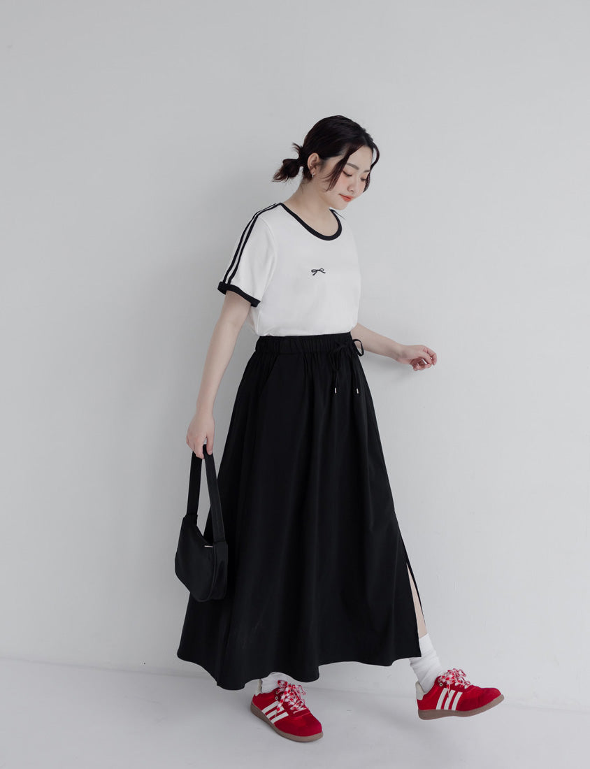 Cooling Tech Full Elastic Drawstring Plus Size Maxi Skirt