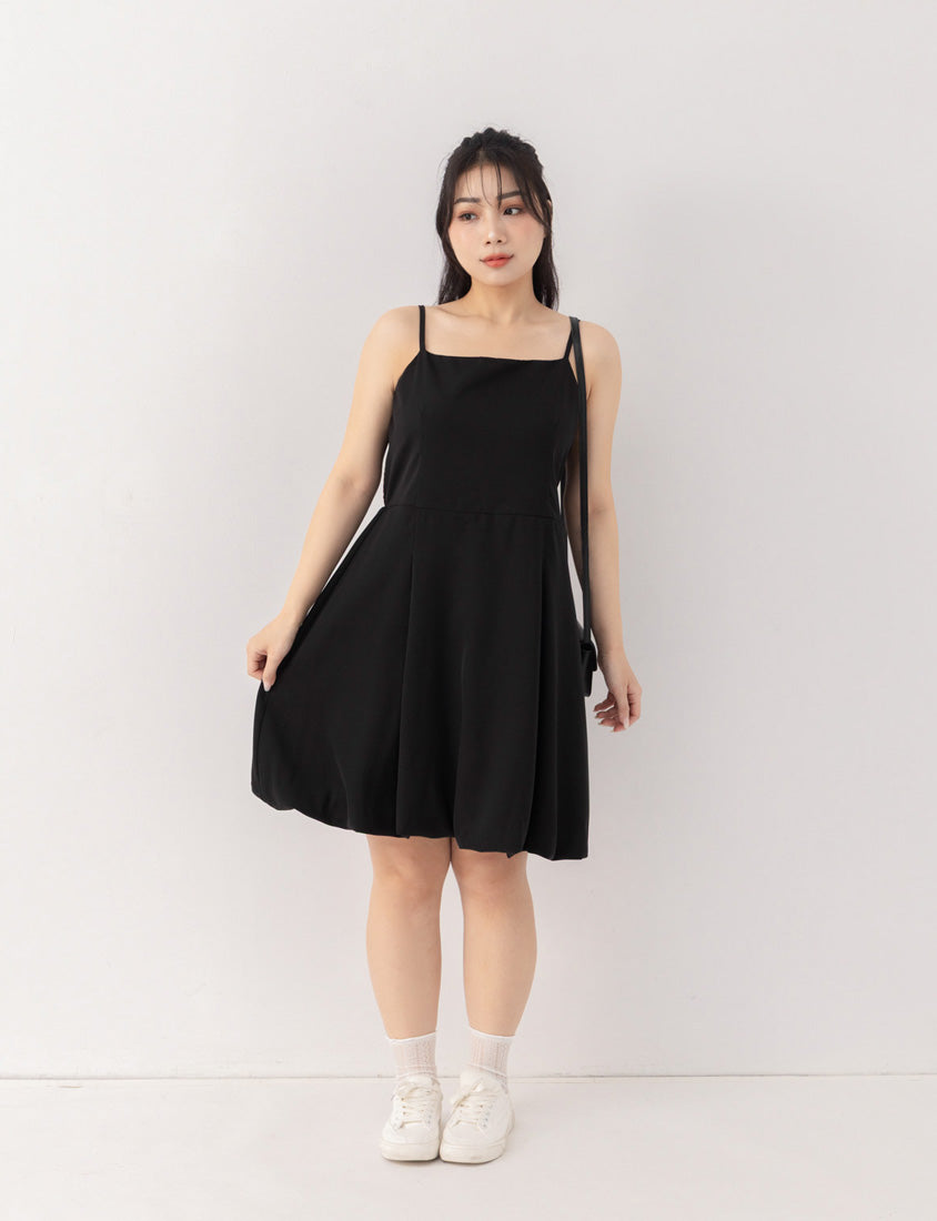 Japanese Style Adjustable Bubble Hem Plus Size Mini Dress