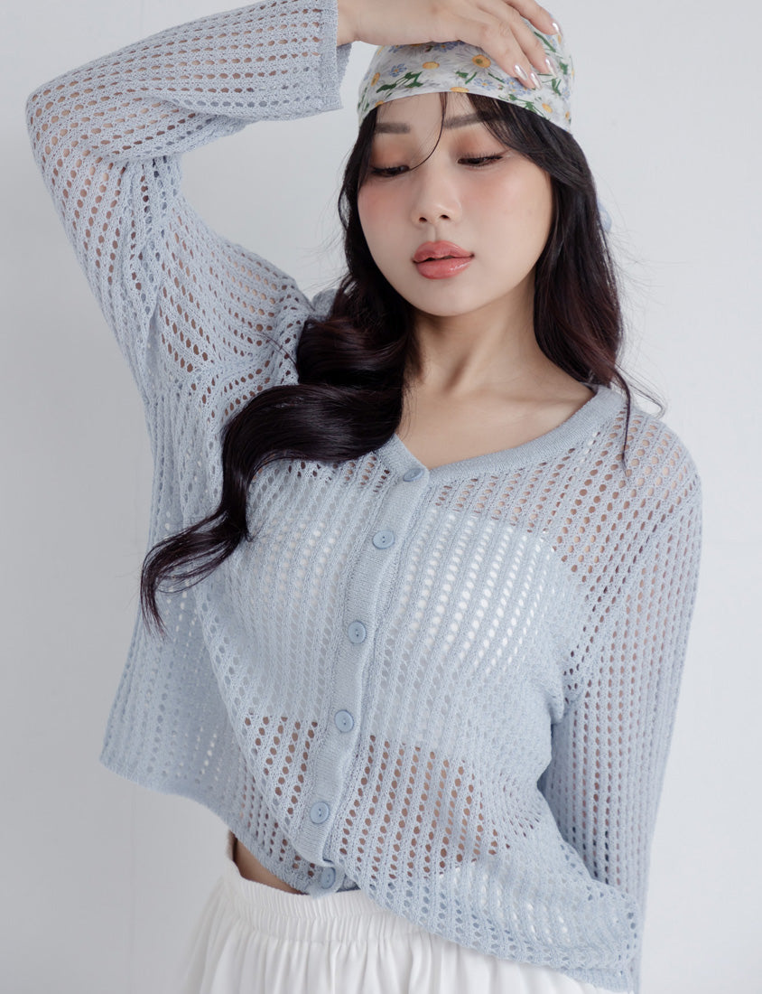 V-Neck Multicolor Ice Silk Plus Size Knit Cardigan