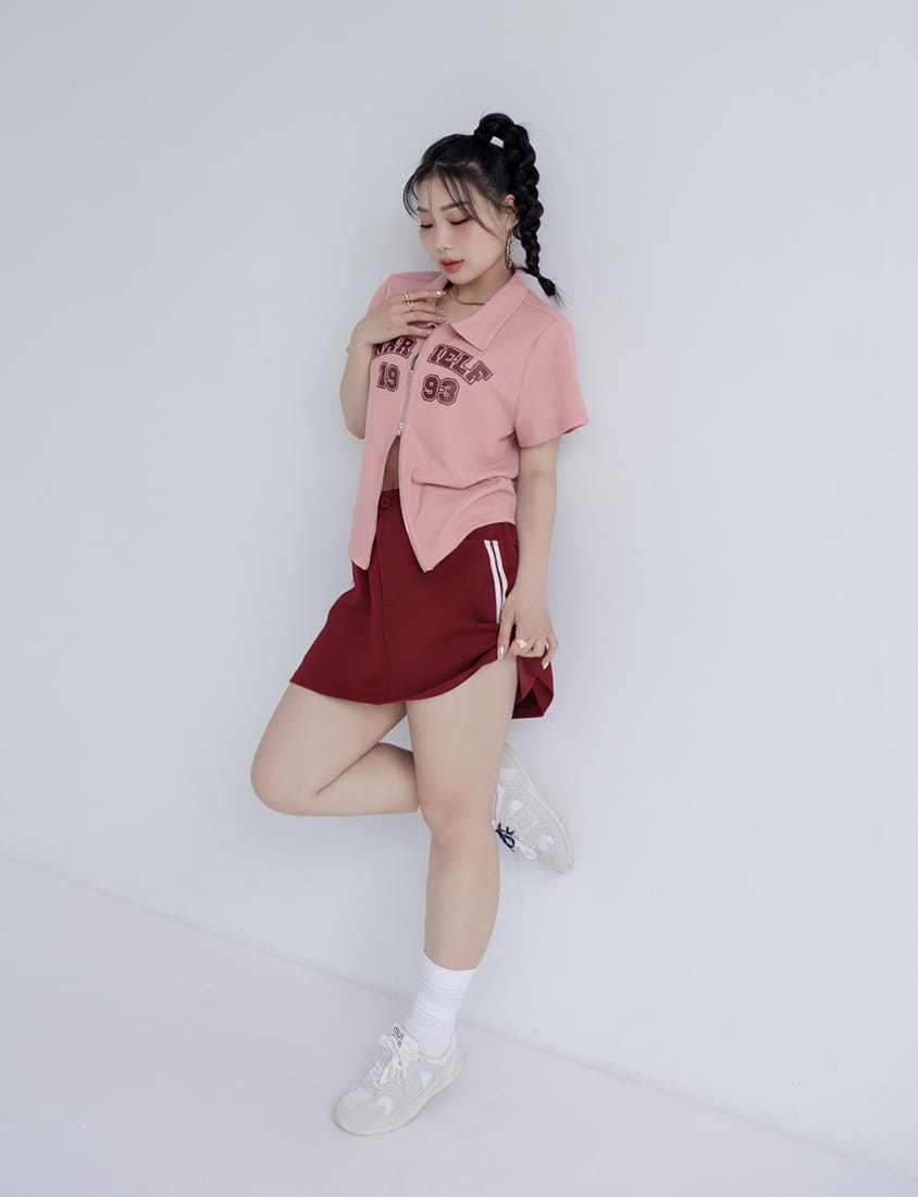 MUA! Space Cotton Back Elastic Plus Size Mini Skirt (With Pants)