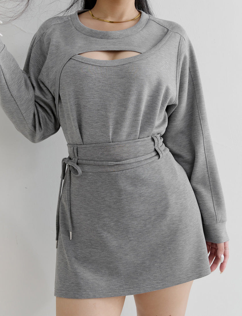 MUA! Cloud Cotton Front Cut-Out Plus Size Long Sleeve Top