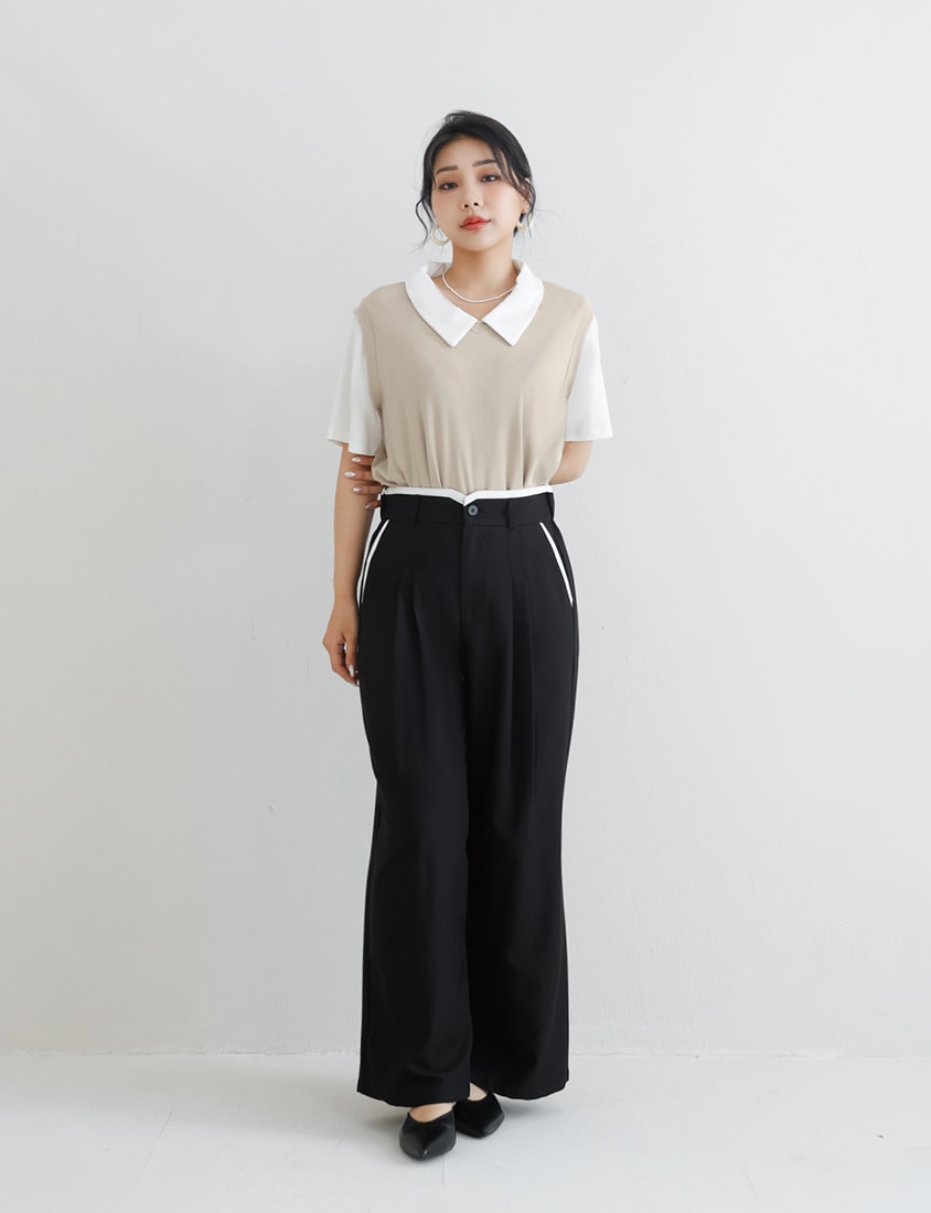 MISS. Lyocell Cooling Faux Two-Piece Plus Size Top